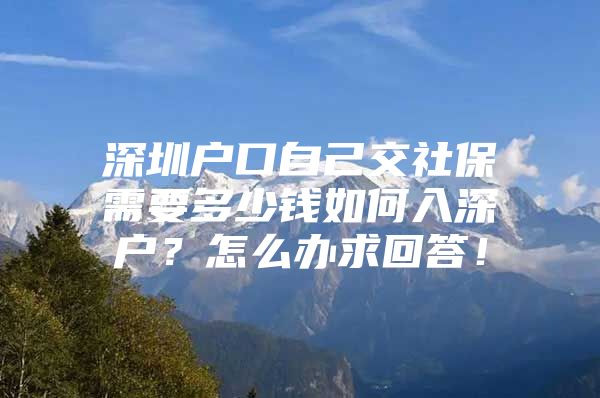 深圳户口自己交社保需要多少钱如何入深户？怎么办求回答！