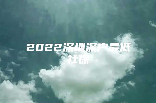 2022深圳深户最低社保