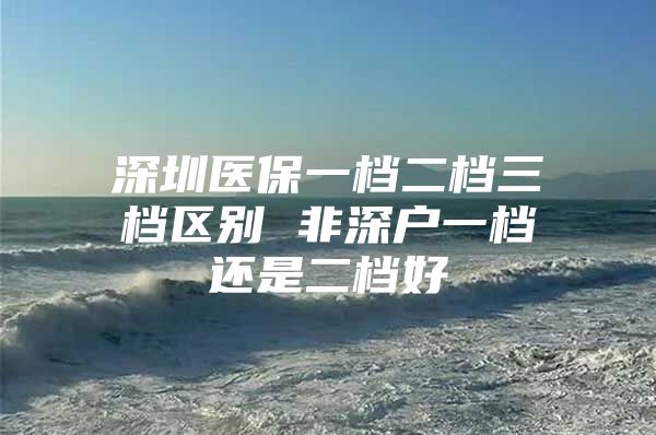 深圳医保一档二档三档区别 非深户一档还是二档好