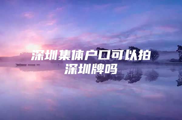 深圳集体户口可以拍深圳牌吗