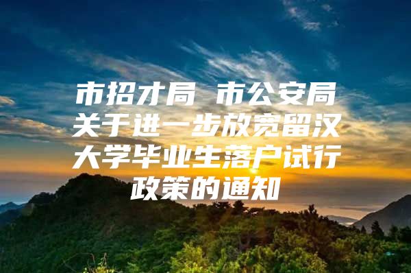 市招才局 市公安局关于进一步放宽留汉大学毕业生落户试行政策的通知