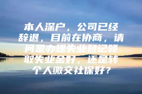 本人深户，公司已经辞退，目前在协商，请问是办理失业登记领取失业金好，还是转个人缴交社保好？