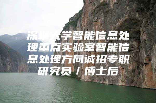 深圳大学智能信息处理重点实验室智能信息处理方向诚招专职研究员／博士后