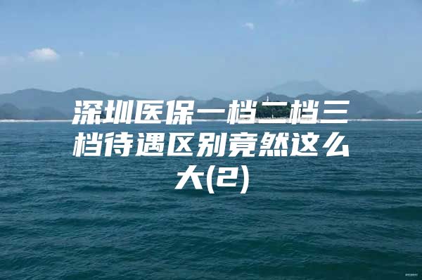 深圳医保一档二档三档待遇区别竟然这么大(2)