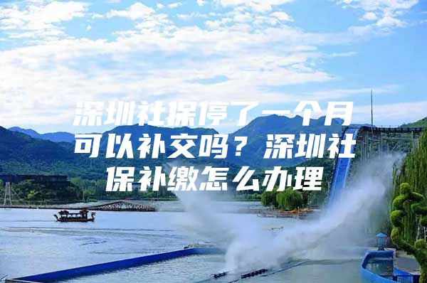 深圳社保停了一个月可以补交吗？深圳社保补缴怎么办理