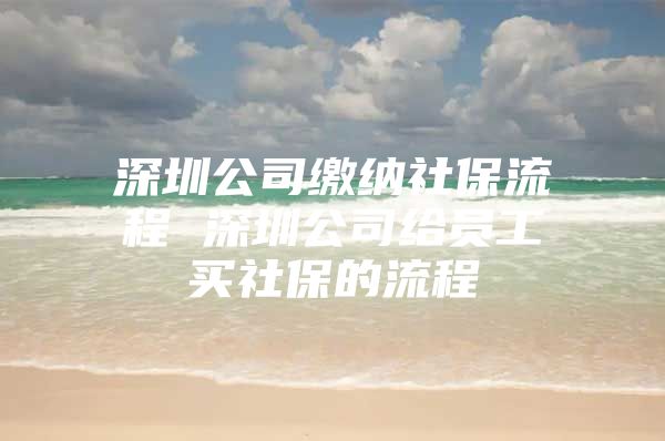 深圳公司缴纳社保流程 深圳公司给员工买社保的流程