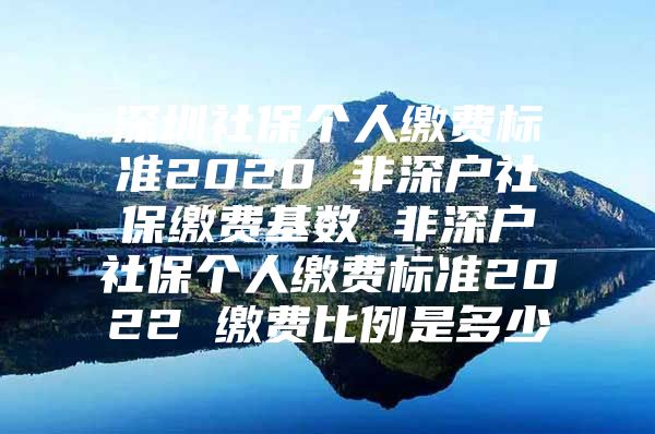 深圳社保个人缴费标准2020 非深户社保缴费基数 非深户社保个人缴费标准2022 缴费比例是多少