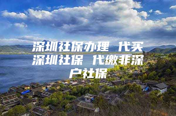 深圳社保办理 代买深圳社保 代缴非深户社保