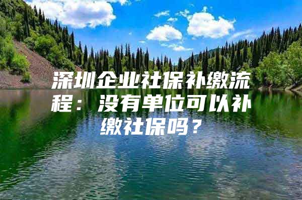 深圳企业社保补缴流程：没有单位可以补缴社保吗？