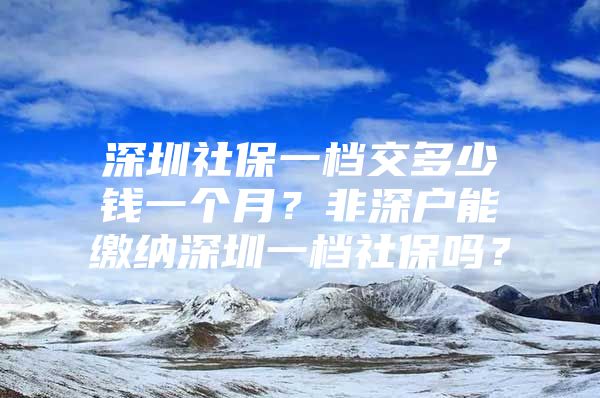 深圳社保一档交多少钱一个月？非深户能缴纳深圳一档社保吗？