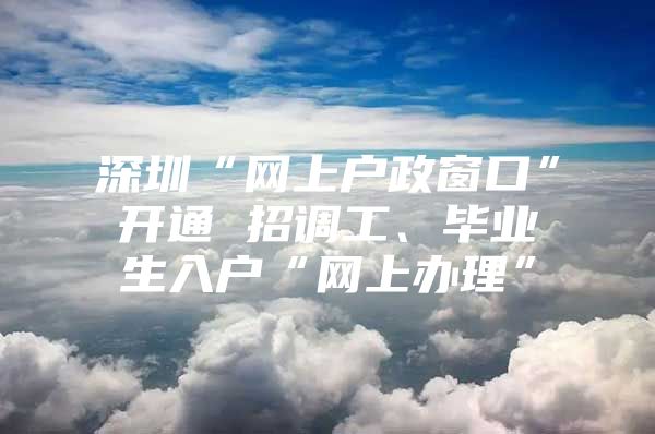 深圳“网上户政窗口”开通 招调工、毕业生入户“网上办理”