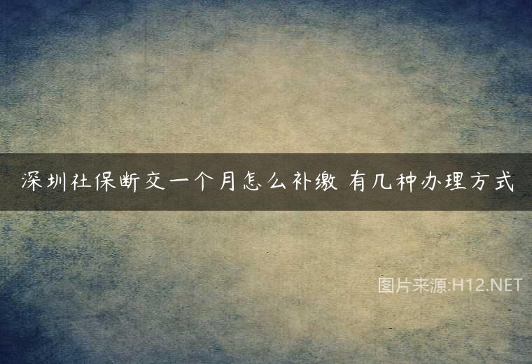 深圳社保断交一个月怎么补缴 有几种办理方式