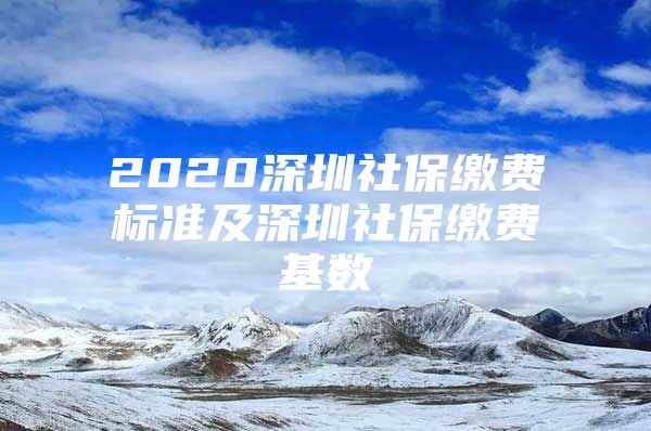 2020深圳社保缴费标准及深圳社保缴费基数