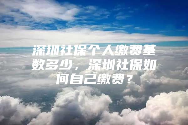 深圳社保个人缴费基数多少，深圳社保如何自己缴费？