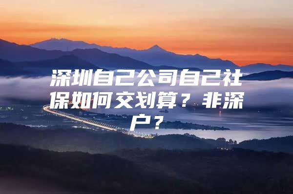 深圳自己公司自己社保如何交划算？非深户？