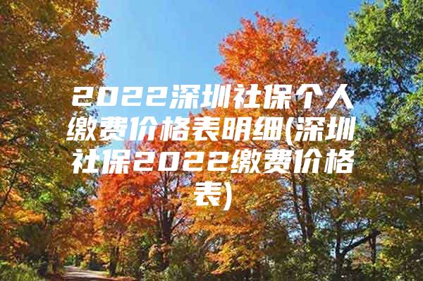 2022深圳社保个人缴费价格表明细(深圳社保2022缴费价格表)