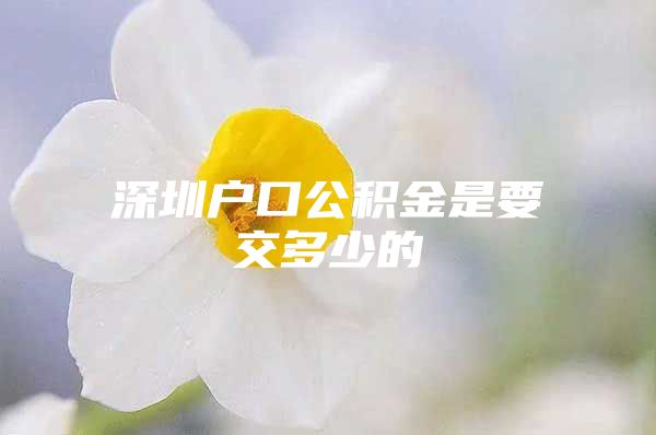 深圳户口公积金是要交多少的