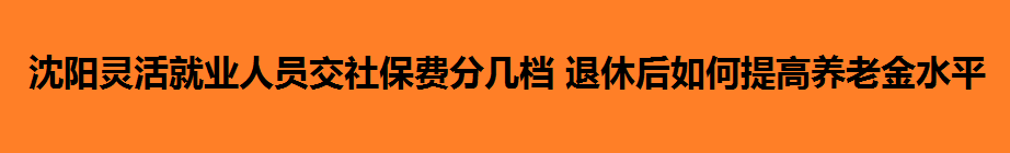 沈阳灵活就业人员交社保费分几档 退休后如何提高养老金水平