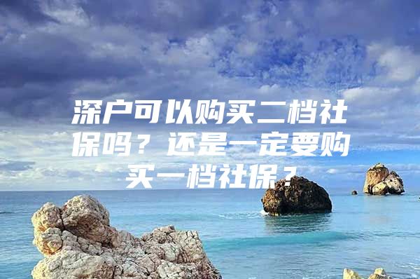 深户可以购买二档社保吗？还是一定要购买一档社保？