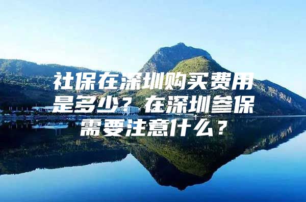 社保在深圳购买费用是多少？在深圳参保需要注意什么？