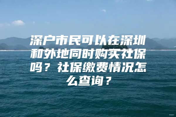 深户市民可以在深圳和外地同时购买社保吗？社保缴费情况怎么查询？