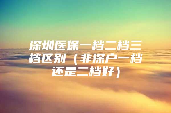 深圳医保一档二档三档区别（非深户一档还是二档好）