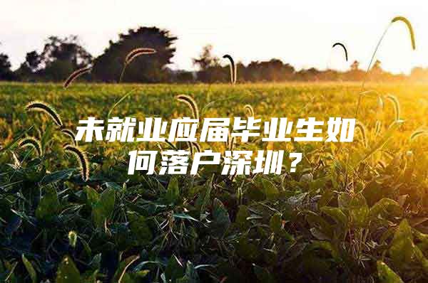 未就业应届毕业生如何落户深圳？