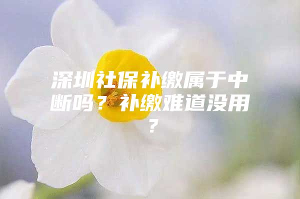 深圳社保补缴属于中断吗？补缴难道没用？