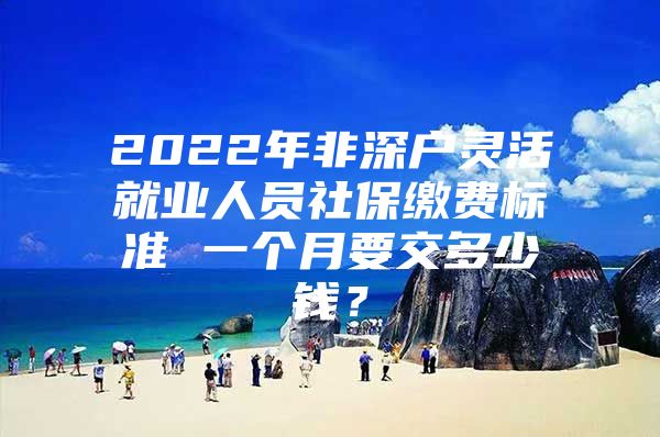 2022年非深户灵活就业人员社保缴费标准 一个月要交多少钱？