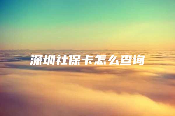 深圳社保卡怎么查询