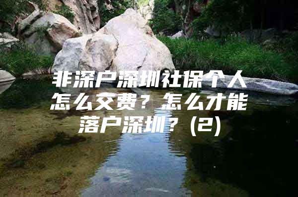 非深户深圳社保个人怎么交费？怎么才能落户深圳？(2)