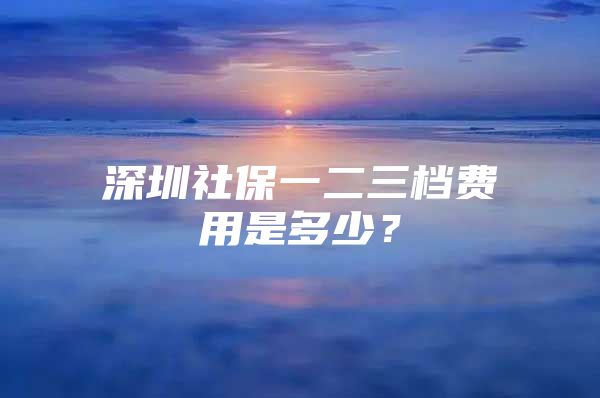 深圳社保一二三档费用是多少？