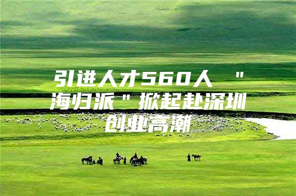 引进人才560人 ＂海归派＂掀起赴深圳创业高潮