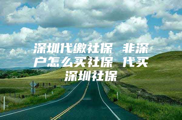 深圳代缴社保 非深户怎么买社保 代买深圳社保