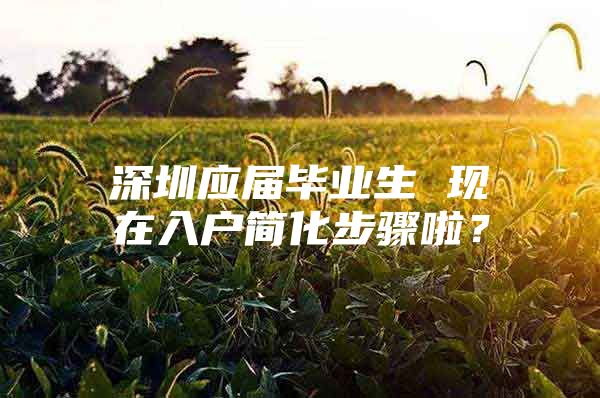 深圳应届毕业生 现在入户简化步骤啦？