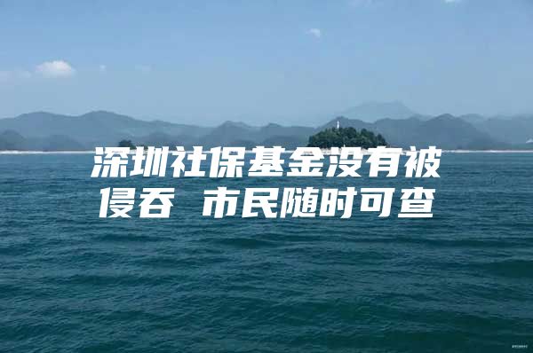 深圳社保基金没有被侵吞 市民随时可查