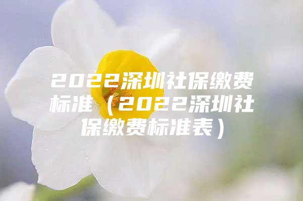 2022深圳社保缴费标准（2022深圳社保缴费标准表）