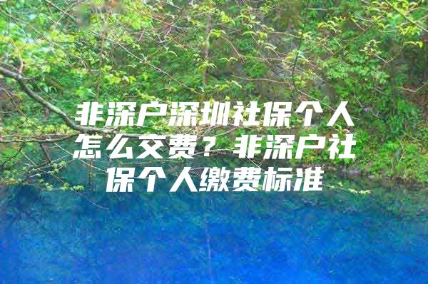 非深户深圳社保个人怎么交费？非深户社保个人缴费标准