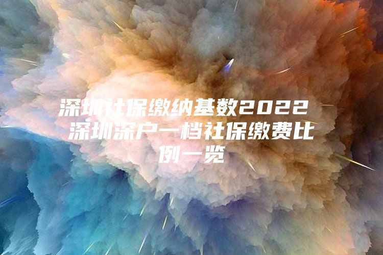 深圳社保缴纳基数2022 深圳深户一档社保缴费比例一览