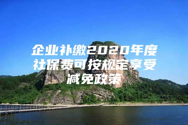 企业补缴2020年度社保费可按规定享受减免政策