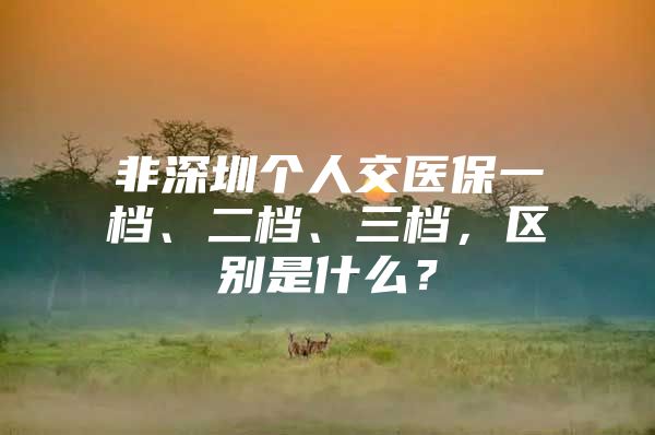 非深圳个人交医保一档、二档、三档，区别是什么？