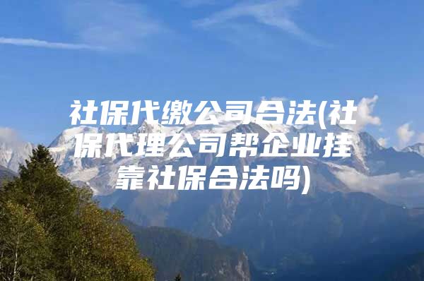 社保代缴公司合法(社保代理公司帮企业挂靠社保合法吗)