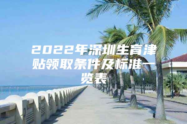 2022年深圳生育津贴领取条件及标准一览表