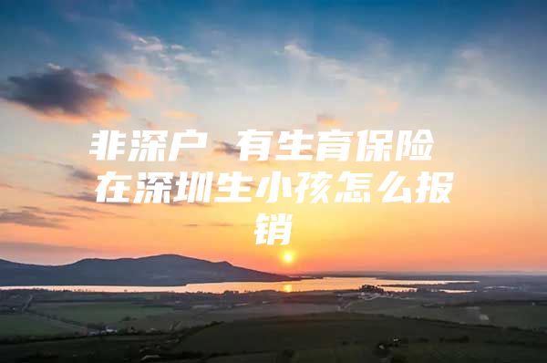 非深户 有生育保险 在深圳生小孩怎么报销