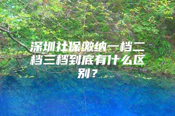 深圳社保缴纳一档二档三档到底有什么区别？