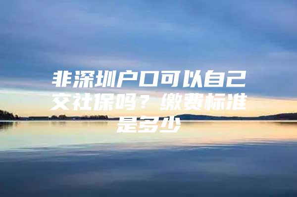 非深圳户口可以自己交社保吗？缴费标准是多少