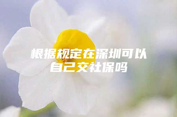 根据规定在深圳可以自己交社保吗