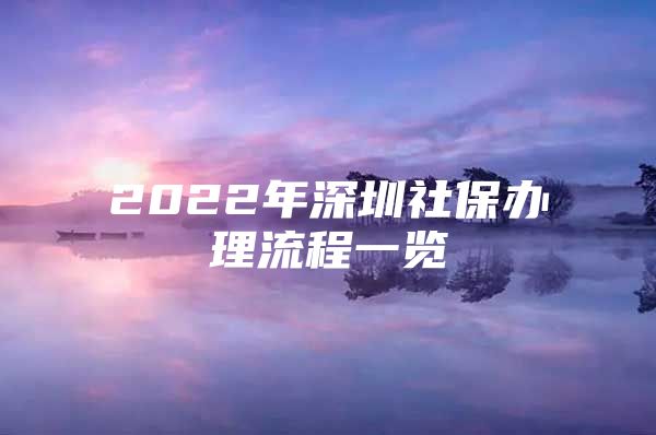 2022年深圳社保办理流程一览