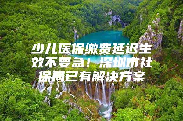 少儿医保缴费延迟生效不要急！深圳市社保局已有解决方案