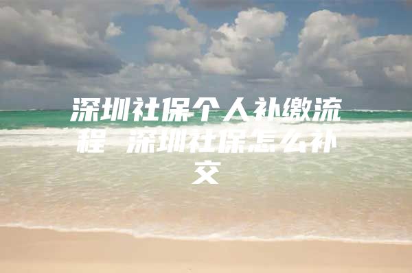 深圳社保个人补缴流程 深圳社保怎么补交